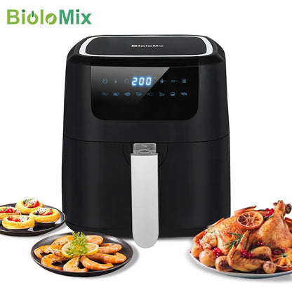 BioloMix 5L 1400W Digital Air Fryer Hot Oven Cooker Nonstick Basket 8 Presets LED Touchscreen Oilless Deep Fryer BPA & PFOA FREE