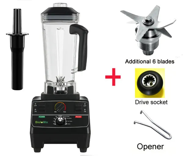 BioloMix BPA Free 2L Jar 2200W Professional Smart Timer Pre-programed Blender Mixer Juicer Food Processor Ice Smoothies Crusher