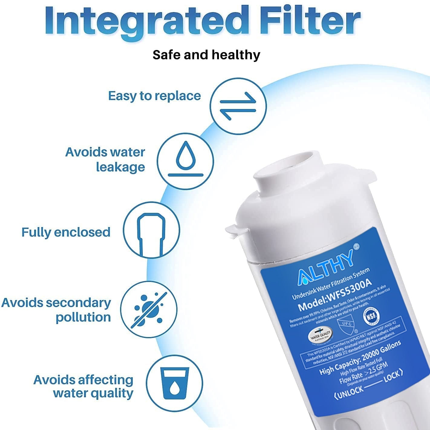 ALTHY Under Sink Drinking Water Filter Purifier -NSF/ANSI Certified Direct Connect Under Counter Drink Water Filtration System