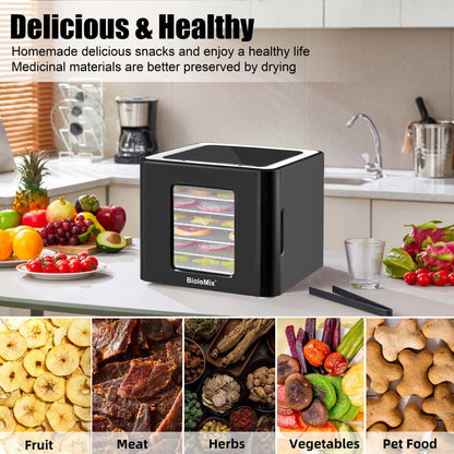 BioloMix 6 Trays Food Dehydrator with LED Touch Control,Digital Temperature and Time,Dryer for Fruit Vegetable Meat Beef Jerky