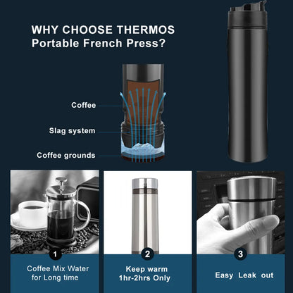 Original Portable French Press Coffee Maker Vacuum Insulated Travel Mug Premium Stainless Steel 2Group will be better