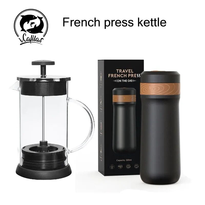 Portable coffee machine French coffee machine 350ml/1000ML stainless steel coffee pot French filter press/manual coffee grinder