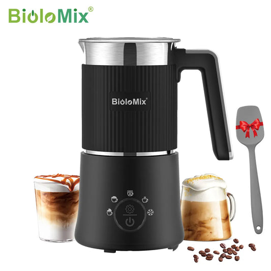 BioloMix Detachable Milk Frother and Steamer,5-in-1 Automatic Hot/Cold Foam and Hot Chocolate Maker,Dishwasher Safe