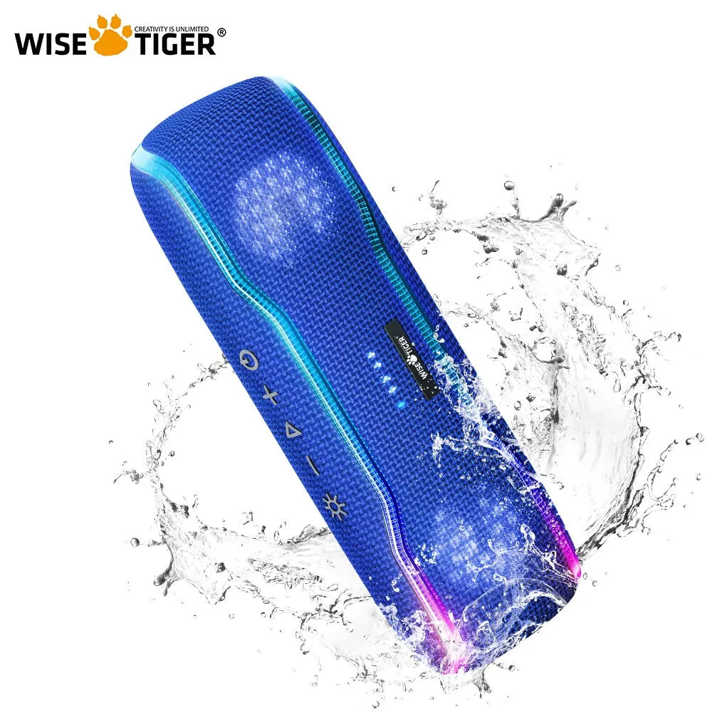 WISETIGER IPX7 Portable Bluetooth Speaker True Wireless Stereo BT5.3 25W Surround Sound Speaker Colorful Light For Party Camping