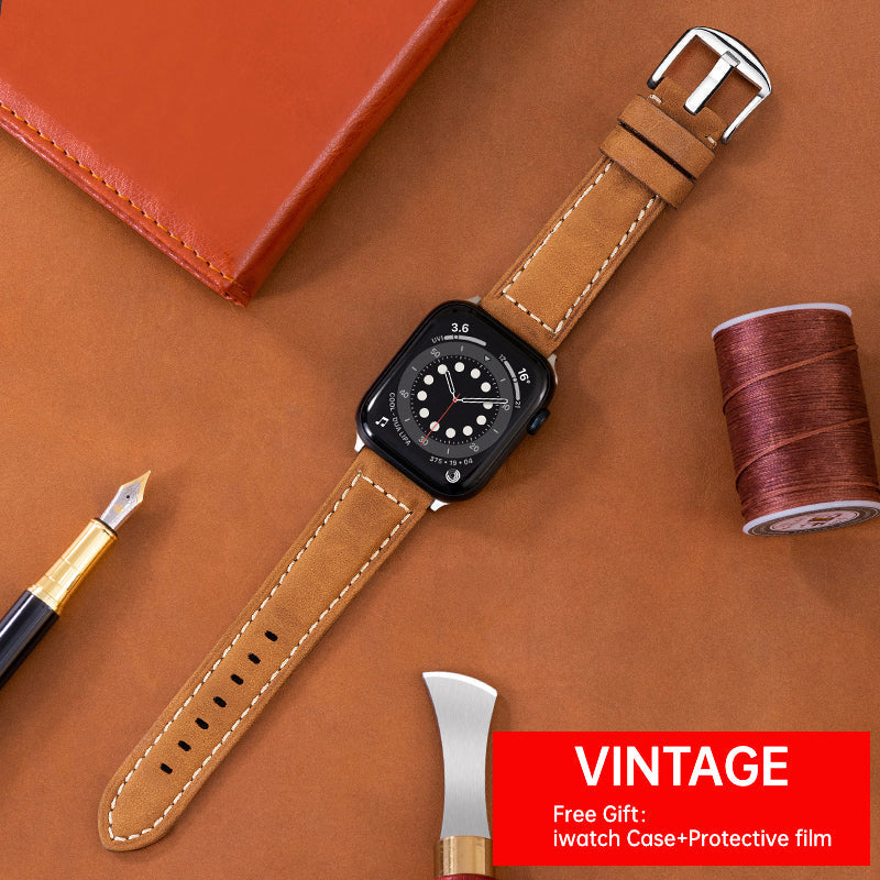Men and Women Vintage Cowhide Watch Bands for Apple iWatch