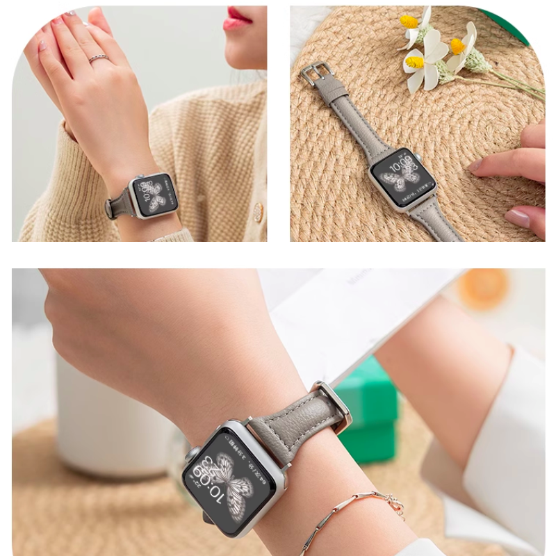 Тонкий спортивный кожаный ремешок для часов Apple Watch премиум-класса для девочек и женщин 