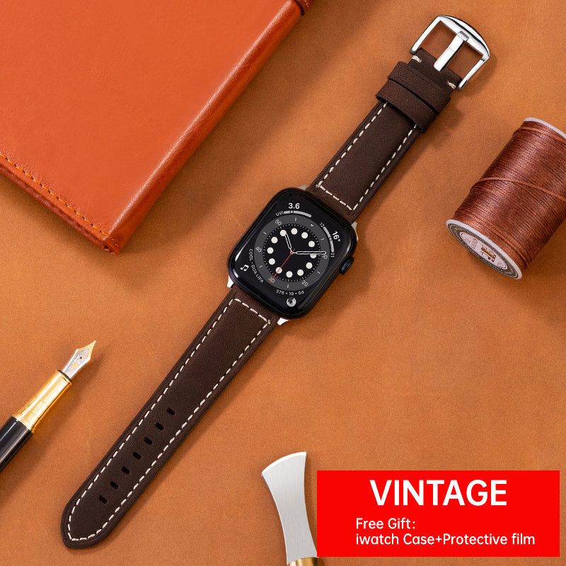 Men and Women Vintage Cowhide Watch Bands for Apple iWatch