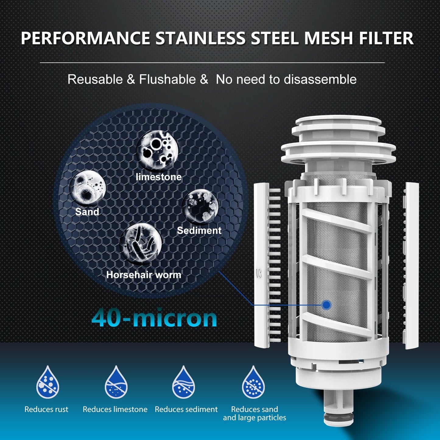 ALTHY Automatic Flush & Rotary Backwash Pre filter Whole House Spin Down Sediment Water Filter Purifier Stainless Steel Mesh