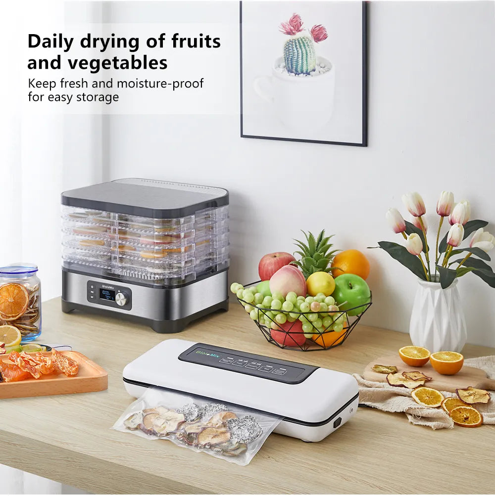 BioloMix BPA FREE 5 Trays Food Dryer Dehydrator with Digital Timer and Temperature Control for Fruit Vegetable Meat Beef Jerky