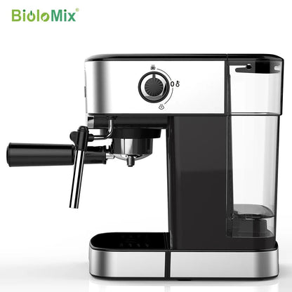 BioloMix 1200W 20 Bar Espresso Coffee Machine Instant Preheat Coffee Maker with Milk Frother Cafetera Cappuccino Hot Water Steam