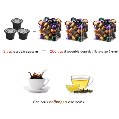 ICafilasReusable Compatible With Nespresso Capsule For Nespresso Coffee Machine Refillable Baskect Filter