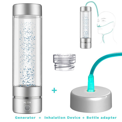 Botella generadora de agua de Hidrógeno Molecular H2Life Performance DuPont SPE + PEM ionizador de doble cámara + dispositivo de inhalación H2