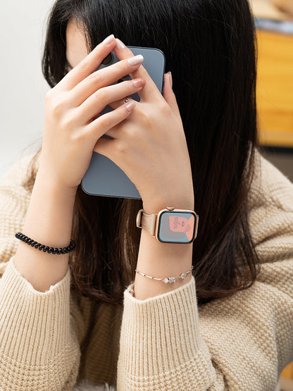 Тонкий спортивный кожаный ремешок для часов Apple Watch премиум-класса для девочек и женщин 