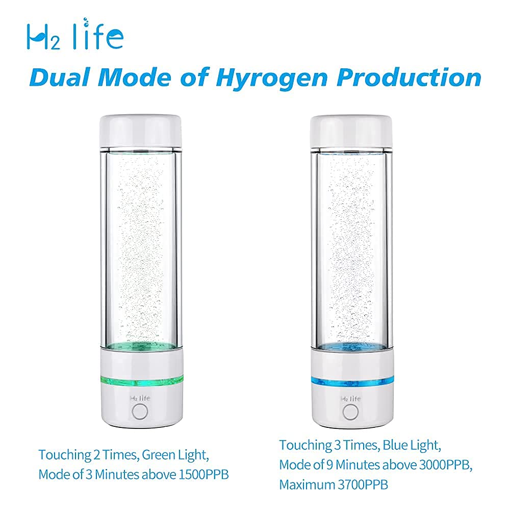 H2Life botella generadora de agua rica en hidrógeno DuPont SPE PEM tecnología de doble cámara H2 Maker ionizador electrólisis taza máx. 3700ppb
