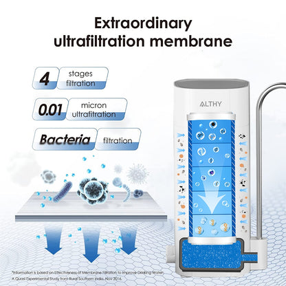 ALTHY Countertop Faucet Drinking Water Filter Purifier Ultrafiltration System, Reduces 99% , Chlorine, Heavy Metals,Odor