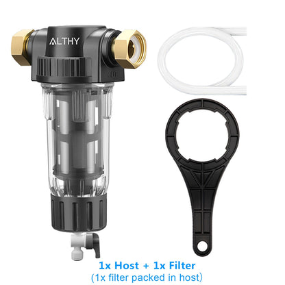 ALTHY Pre filter Whole House Spin Down Sediment Water Filter Central Prefilter Purifier System Backwash Stainless Steel Mesh