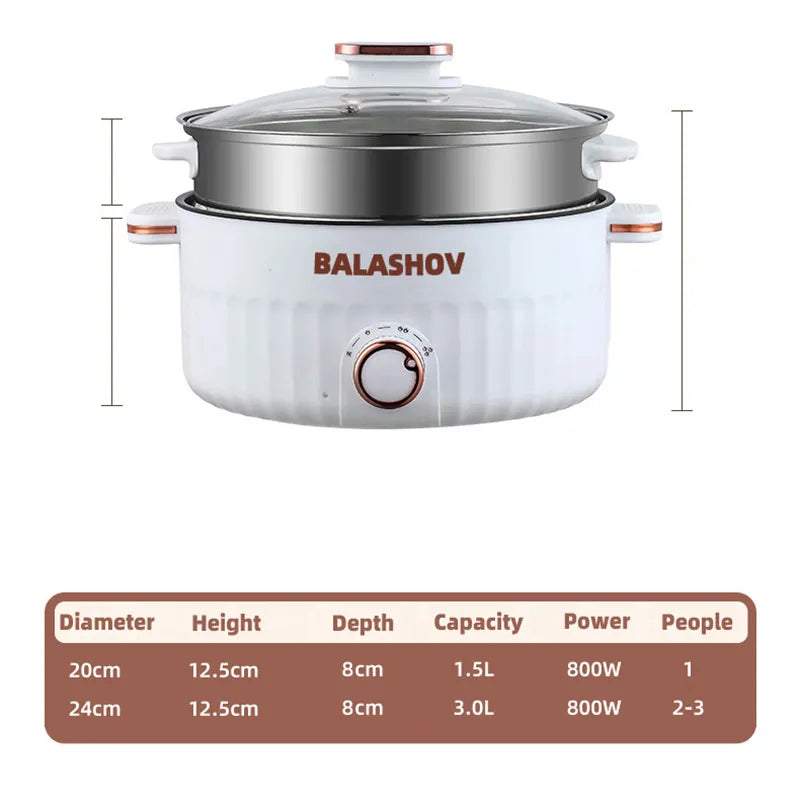 Multifunction Non-stick Pan Electric Cooking Pot Household  Hot Pot Single/Double Layer Fast Heating Electric Rice Cooker EU