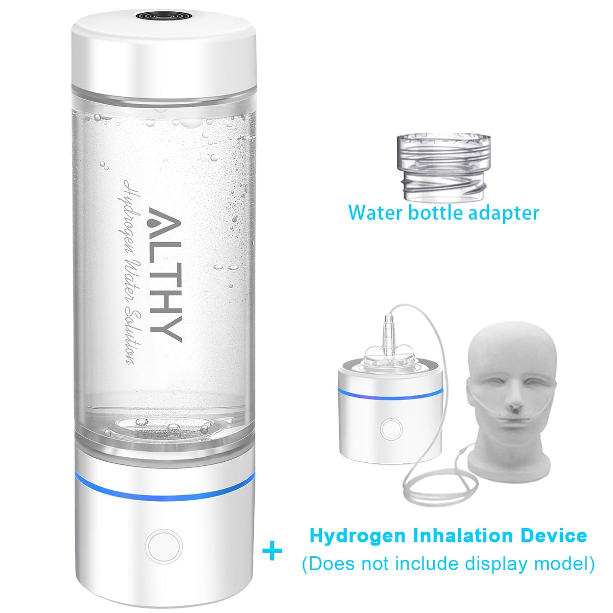 ALTHY Botella generadora de agua rica en hidrógeno molecular DuPont SPE y PEM Tecnología de doble cámara + dispositivo de inhalación H2