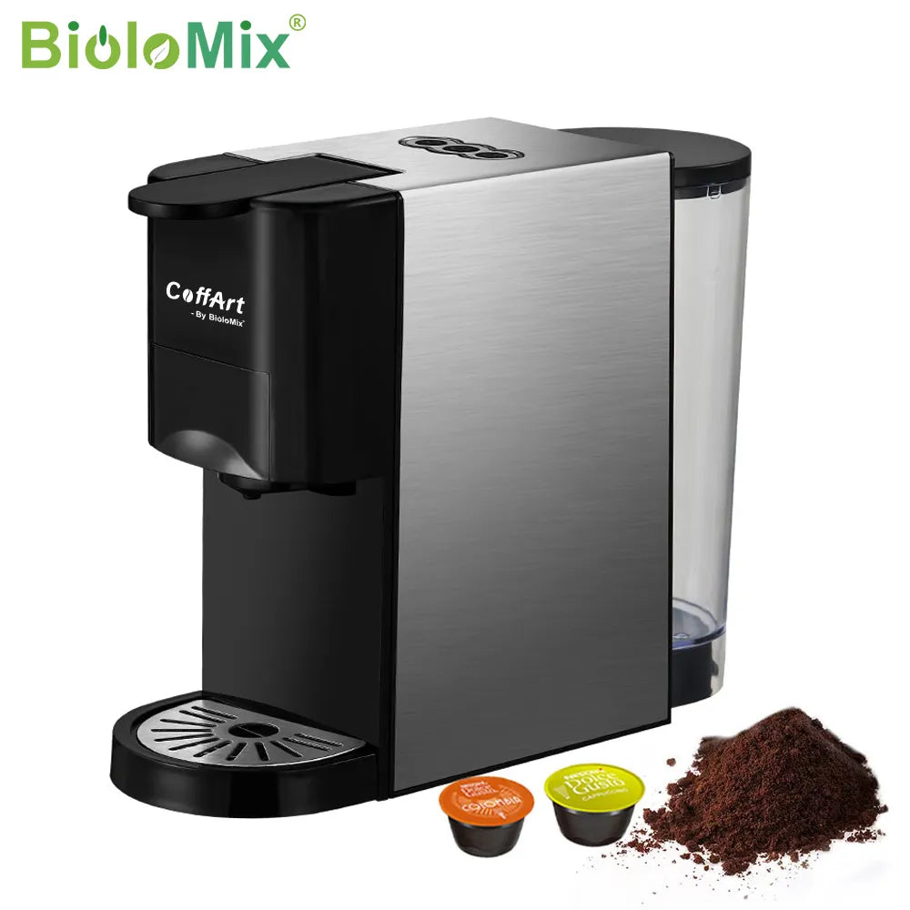 BioloMix 3 in 1 Espresso Coffee Machine 19Bar 1450W Multiple Capsule Coffee Maker Fit Nespresso,Dolce Gusto and Coffee Powder