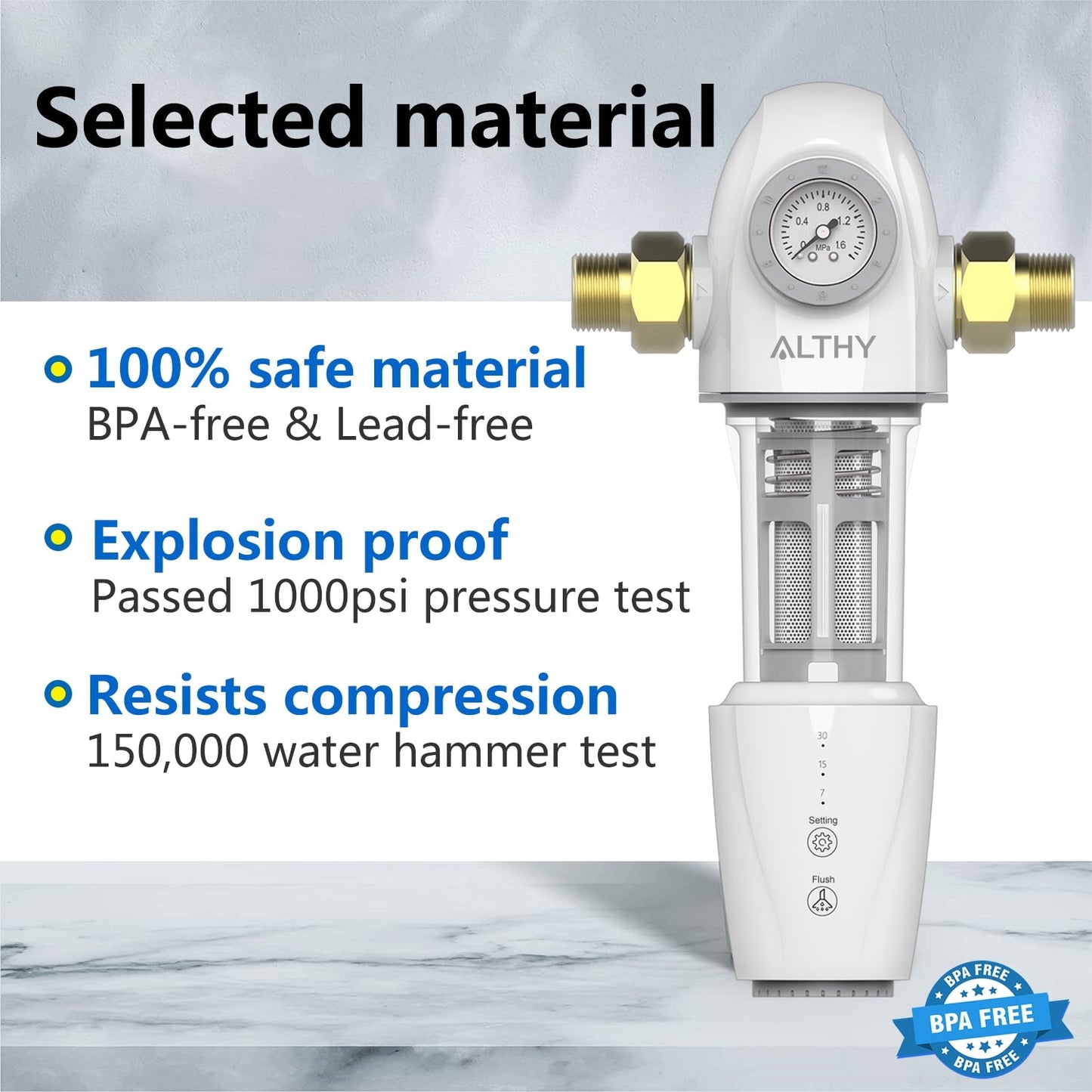 ALTHY PRE-AUTO2 Автоматический промывочный фильтр предварительной очистки с обратной промывкой, центральный фильтр для воды для всего дома