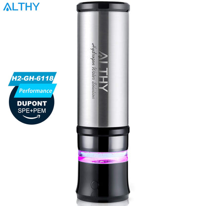 ALTHY 2 in 1 Stainless Steel Insulation Hydrogen Water Bottle Generator + Disinfectant Generator - DuPont SPE+PEM Dual Chamber