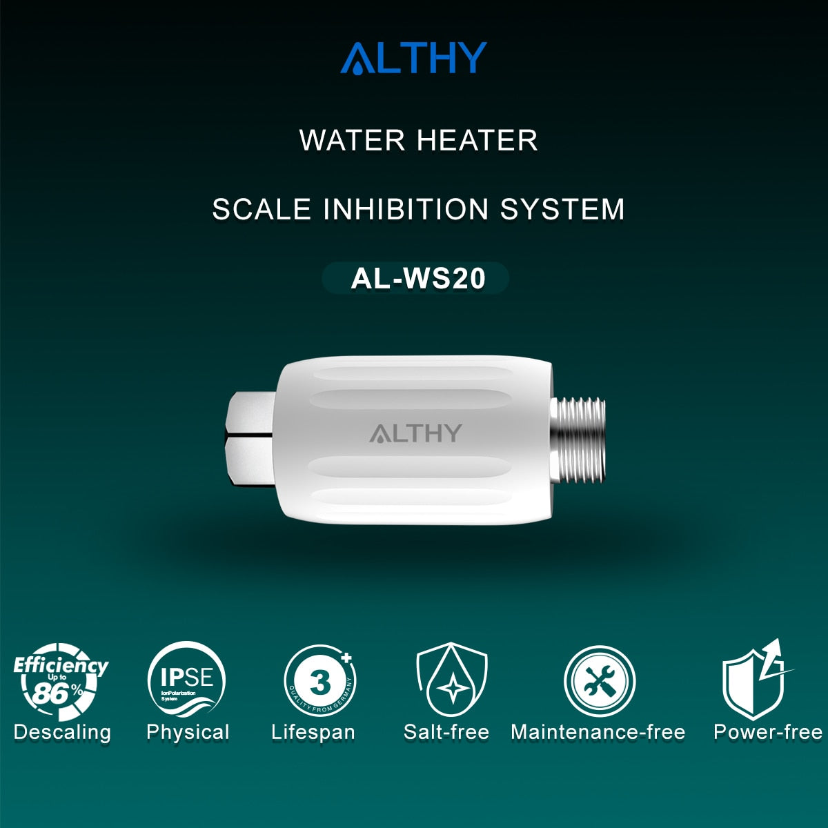 ALTHY IPSE Terminal inhibición de escala sistema suavizante de agua descalcificador antical y agua dura para calentador de agua filtro de ducha