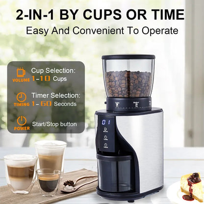 BioloMix Automatic Conical Burr Mill Coffee Grinder, with 31 Grind Settings for Espresso Turkish Coffee Pour Over
