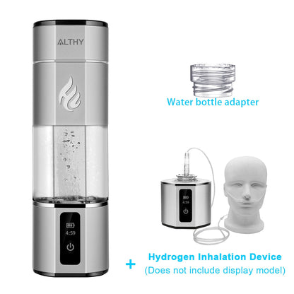 ALTHY H2-SUP2 botella generadora de agua de Hidrógeno UDuPont SPE y PEM taza ionizadora de doble cámara + pantalla de tiempo y batería + inhalación H2