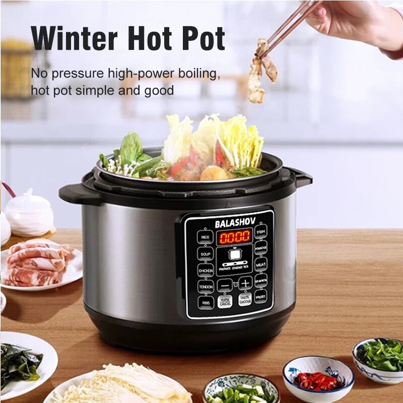 220V Multifunction Electric Pressure Cookers Soup Porridge Rice Heating Meal Heater 5L Intelligent Pressure Cooker for Home EU