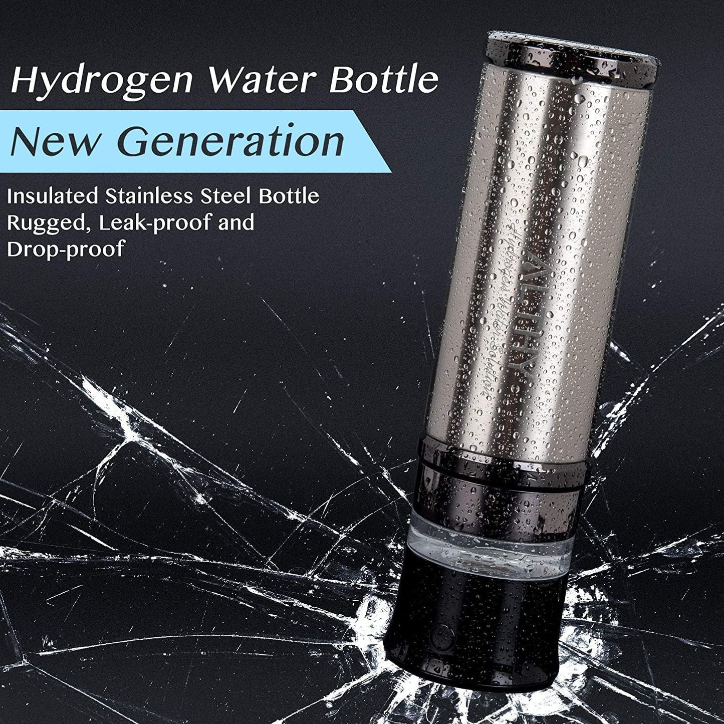 ALTHY Generador de botella de agua de hidrógeno con aislamiento de acero inoxidable 2 en 1 + Generador de desinfectante - Cámara dual DuPont SPE+PEM