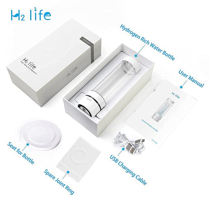 H2Life Hydrogen Rich Water Generator Bottle DuPont SPE PEM Dual Chamber Technology H2 Maker lonizer Electrolysis Cup Max 3700ppb