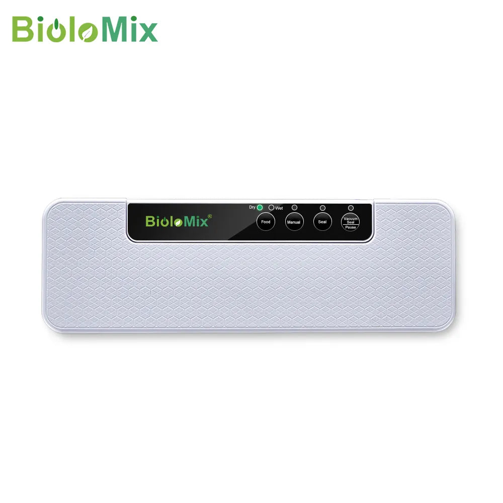 BioloMix Automatic Food Vacuum Sealer Wet or Dry Food Saver Packing Machine with 10pcs free bags for Sous Vide White/Black W230